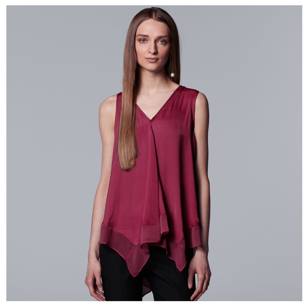 Simply Vera Vera Wang Burgundy silky Sleeveless Top